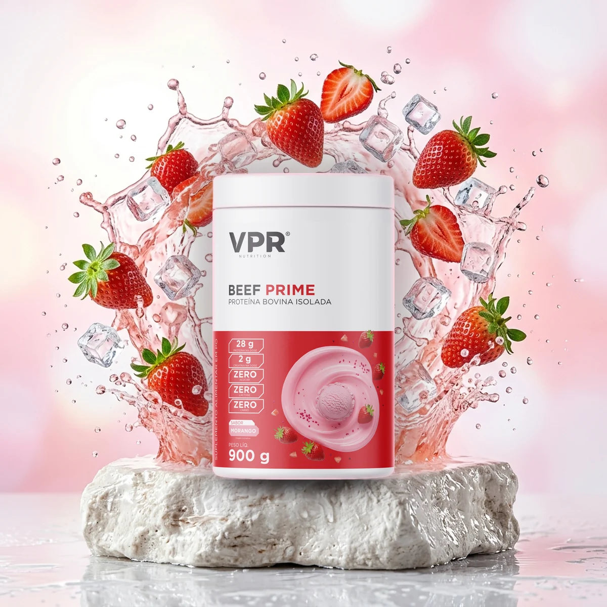 Beef Prime morango, proteína da carne zero lactose
