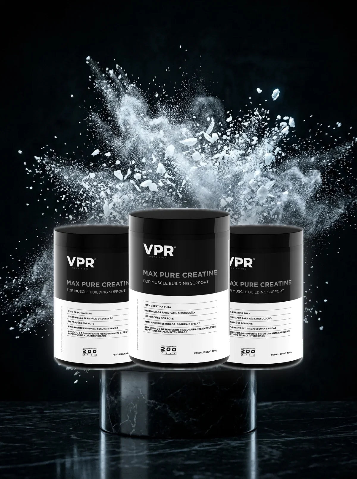 Kit 3 Max Pure Creatine 400g VPR Nutrition – em cena