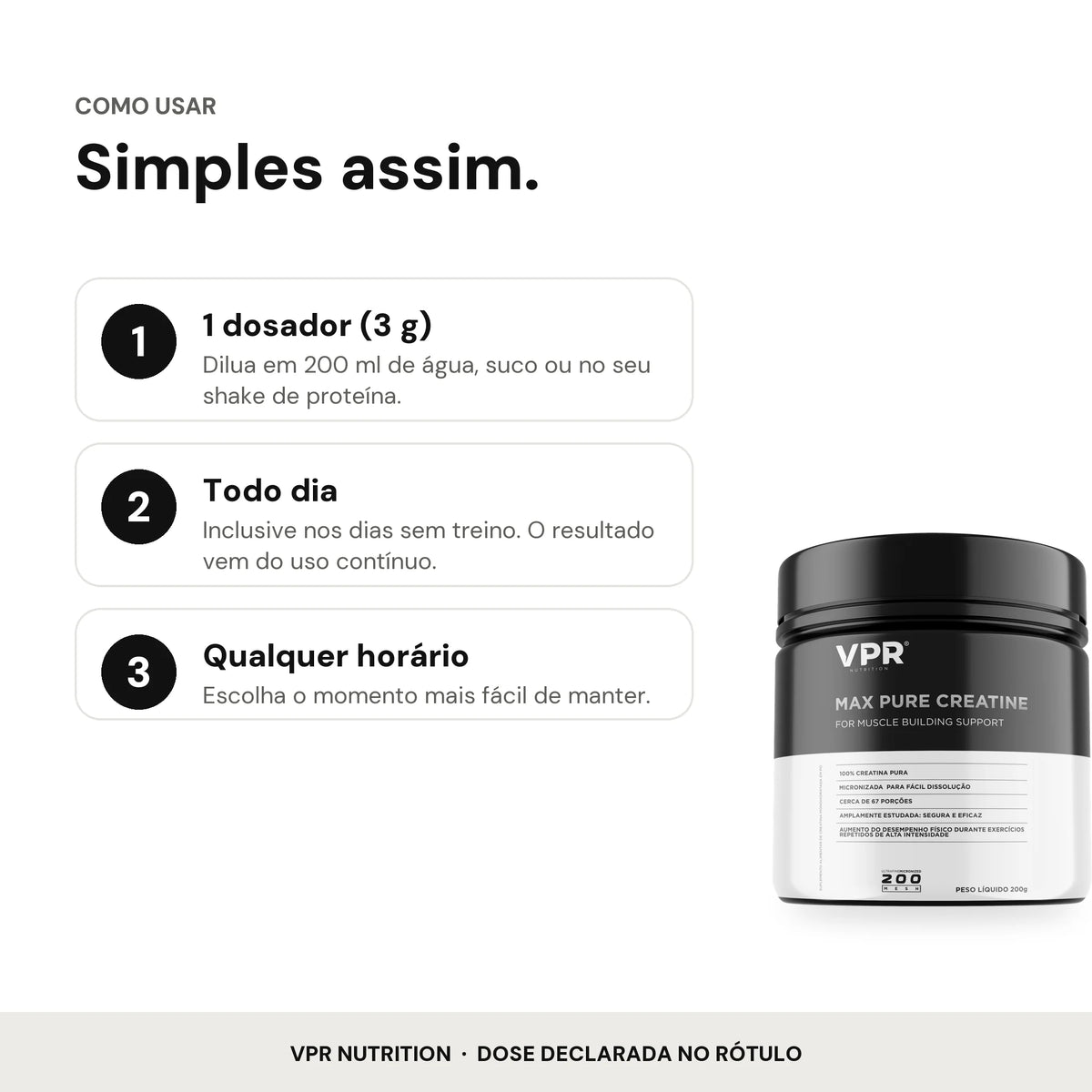 Infográfico: como usar o Max Pure Creatine