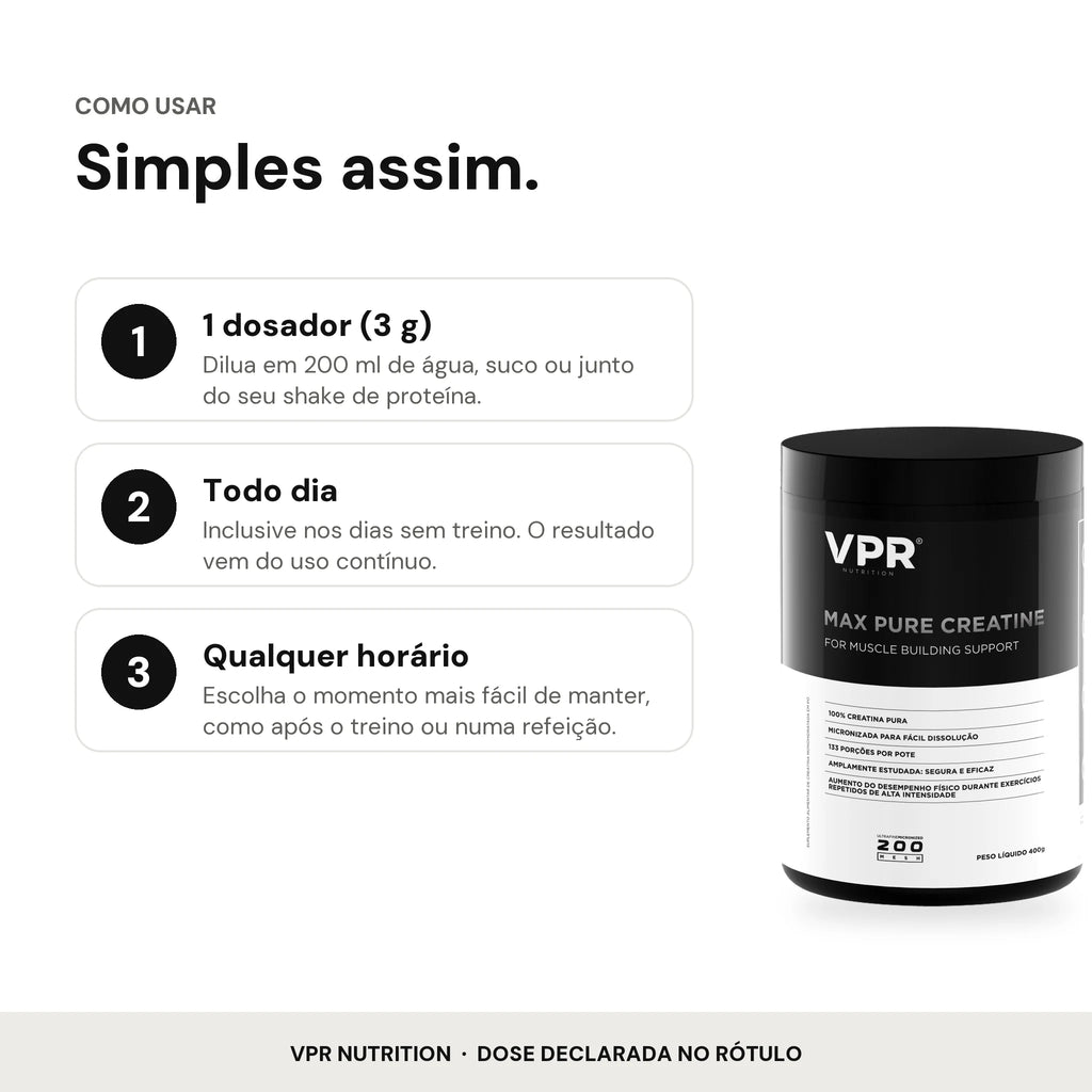 Infográfico: como usar o Max Pure Creatine