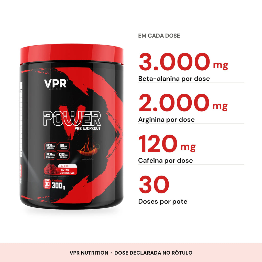 Infográfico: quantidade de cada ativo por dose do Pré-Treino V-Power