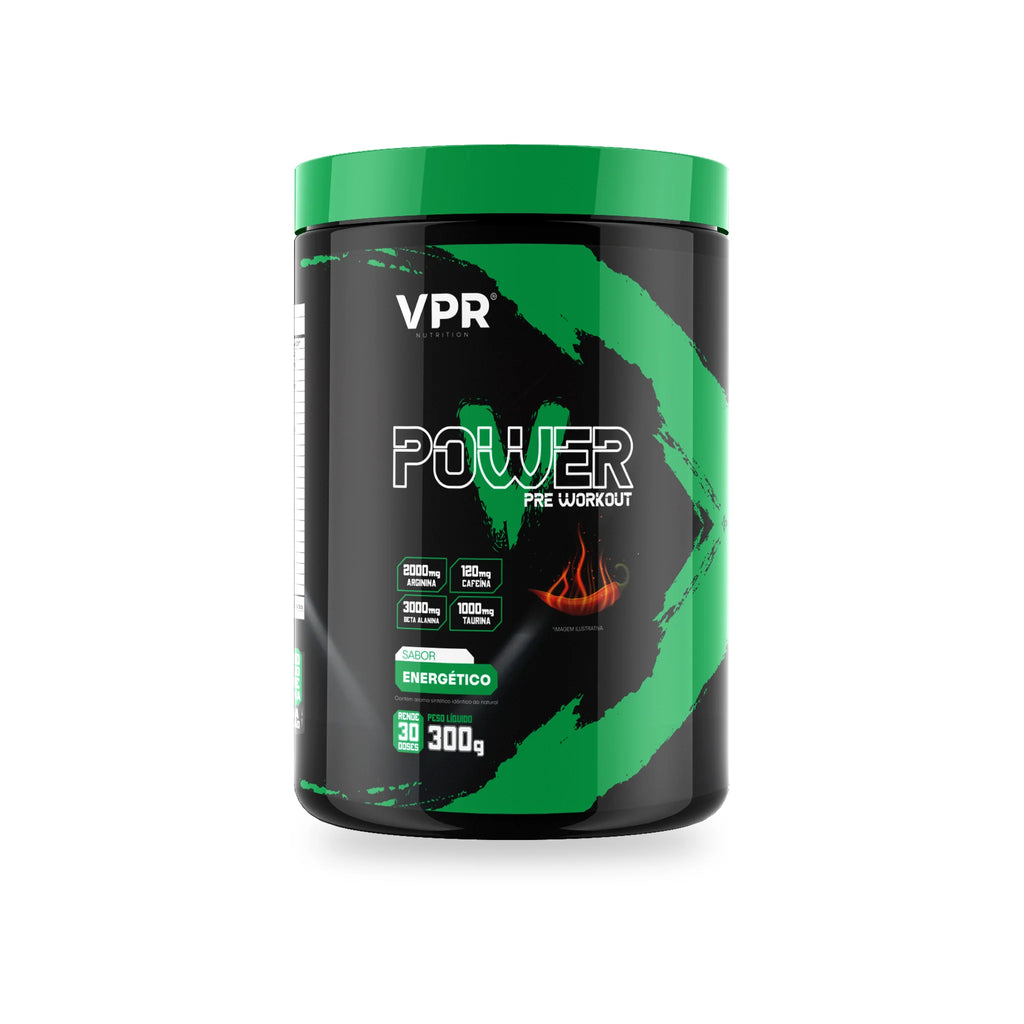 Pré-treino V-Power 300g energético VPR Nutrition – pote frontal
