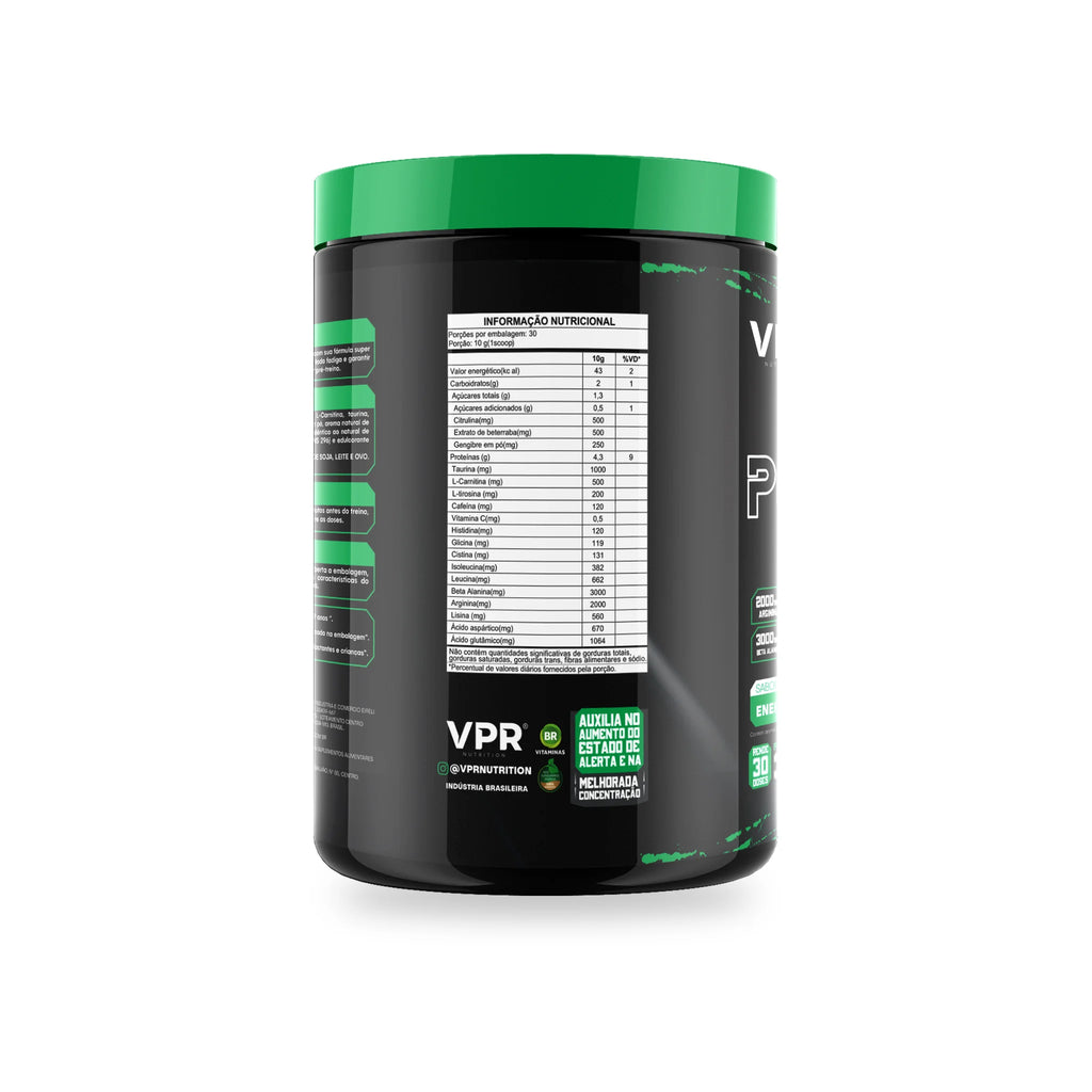 Pré-treino V-Power 300g energético VPR Nutrition – rótulo e tabela nutricional